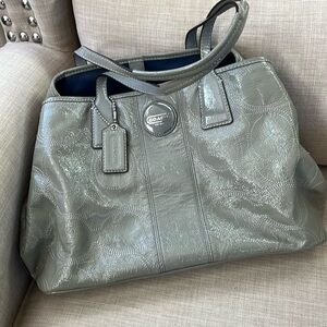 Coach Grey Kiss Lock Satchel Purse